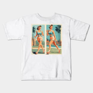 Double Melodic Strides Fitness Jams Pin Up Art Kids T-Shirt